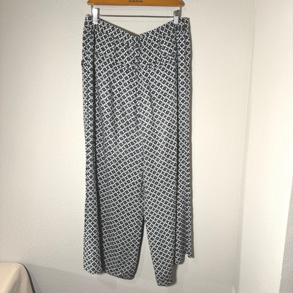 Maeve Anthropologie Callan Wide Leg Pants Geometric Tile Print Blue White 14 - Picture 5 of 16